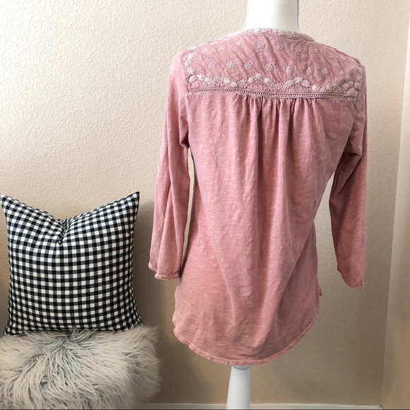 Lucky Brand Dusty Pink long sleeve tunic top - Picture 5 of 6